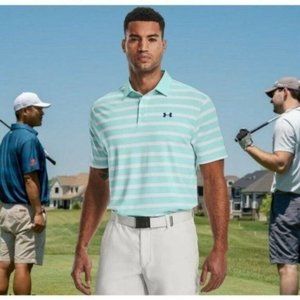 Under Armour Playoff Polo 2.0 Stripe Aqua White Men's Size XXL.Washed never worn